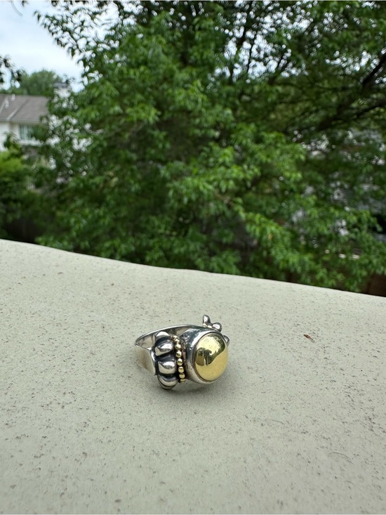 LAGOS Jewelry - LAGOS Caviar Sterling Silver 18K Gold Dome Ring Size 8